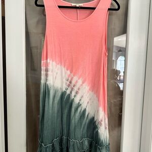 ANDREE BY UNIT pink and grey Tie-Dye Midi Dress
